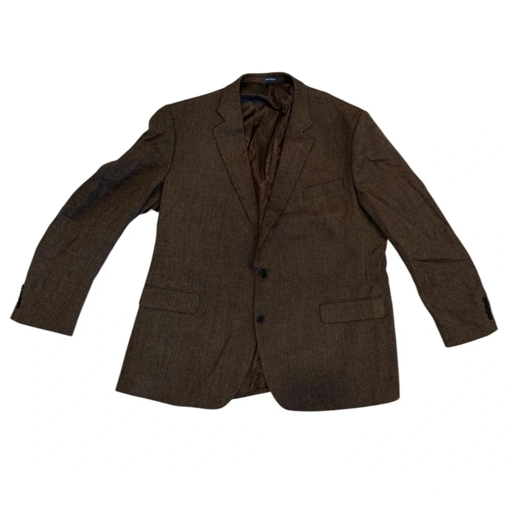 Stafford Signature Mens 52 Long Brown Merino Wool Blazer Classic Fit‎ Sport Coat